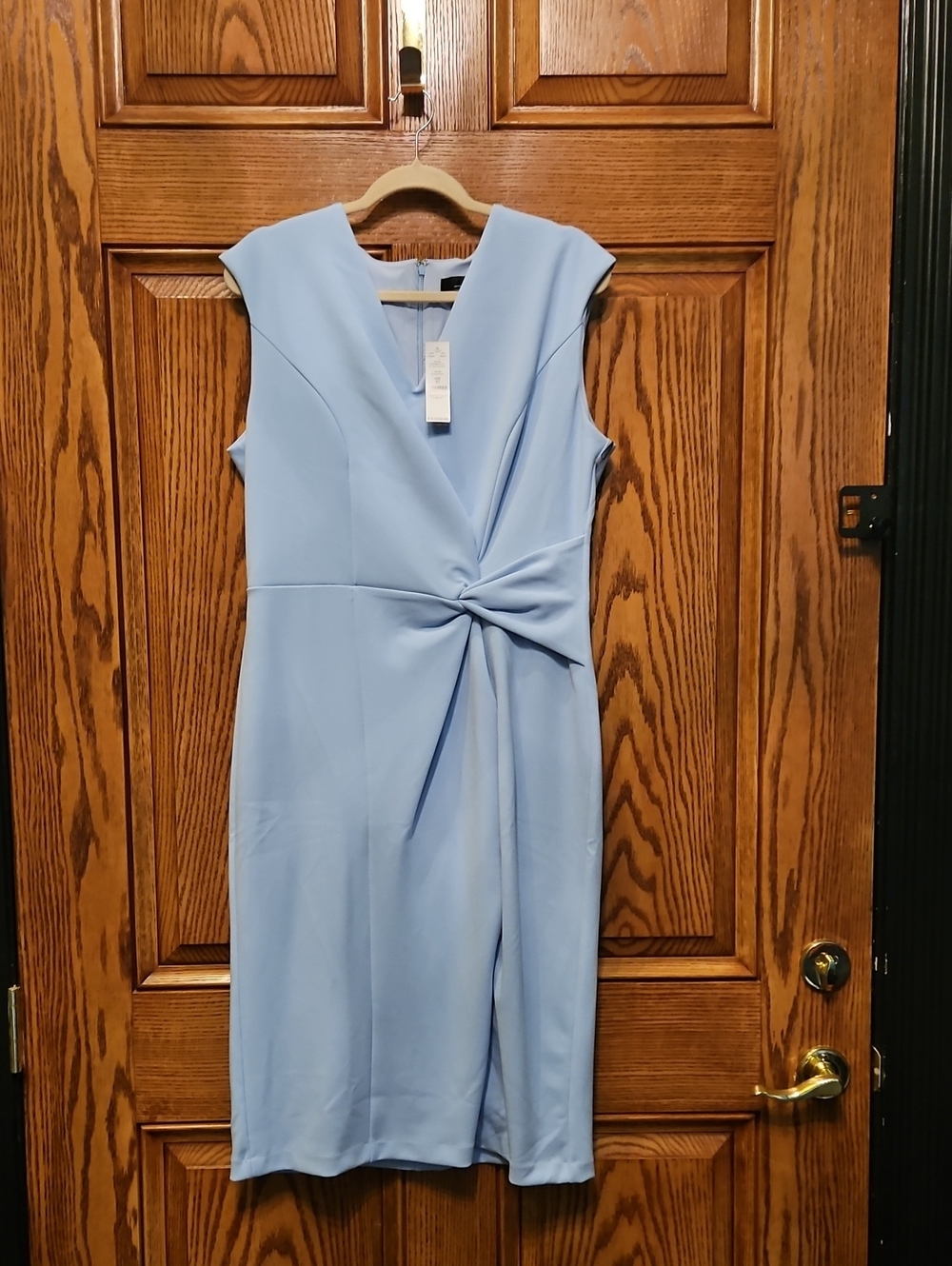 White House Black Market Light Blue Twist-Front Midi Dress